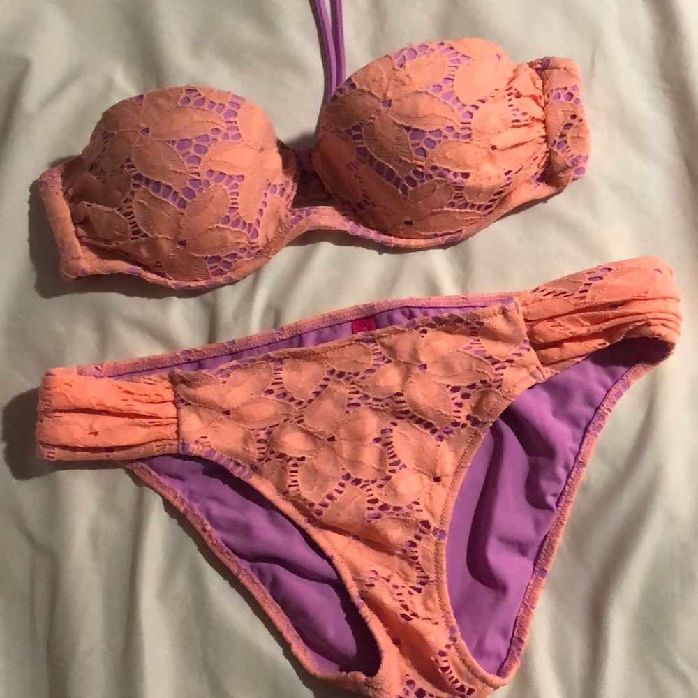 Coral and lavender bikini